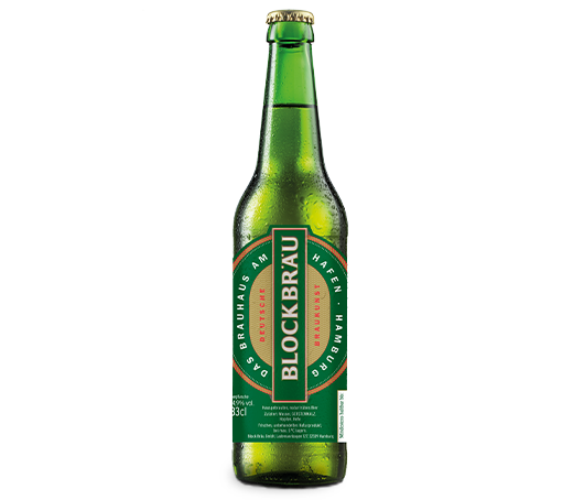 Flasche Blockbräu Helles Bier aus Hamburg mit grünem Etikett