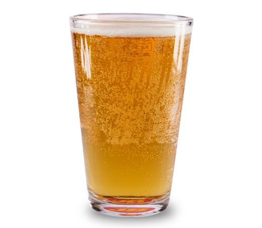 Ein Glas mit sprudelnder Apfelschorle