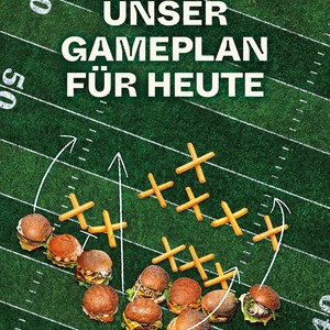 Unser Gameplan für heute: 🍔 ➝ 🏈
Erst stärken, dann anfeuern. Kommt vorbei!